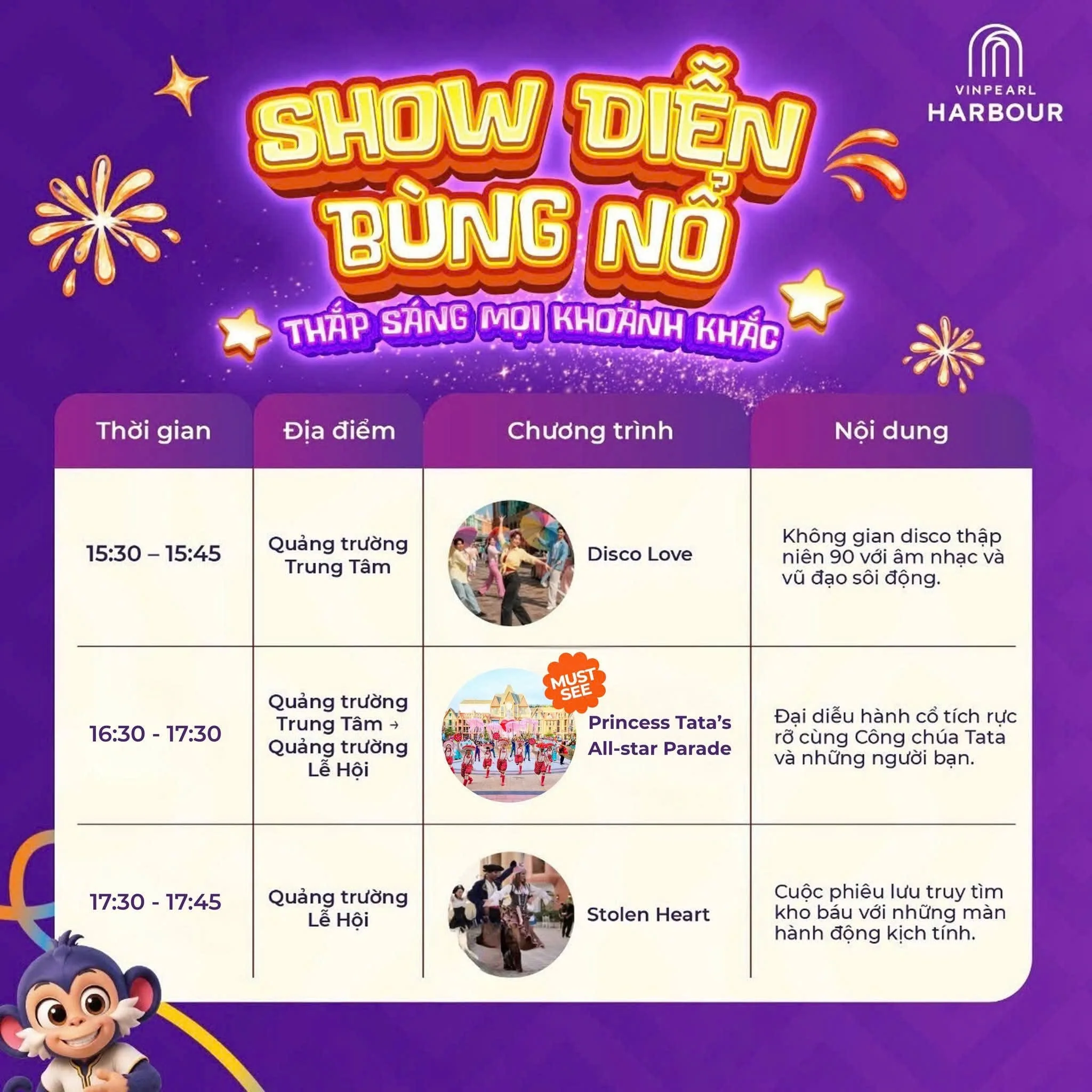 Official Vinpearl Harbour show schedule effective 24 August 2026