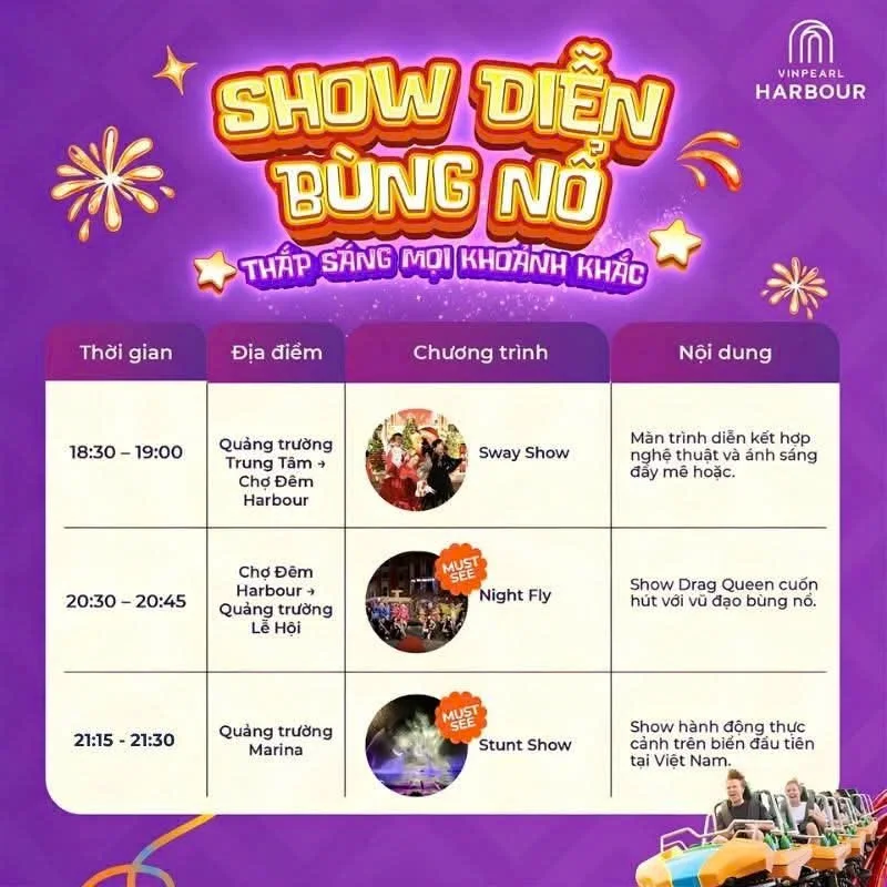 Official Vinpearl Harbour show schedule effective 24 August 2026