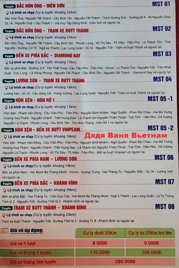 городские автобусы Нячанга 2022